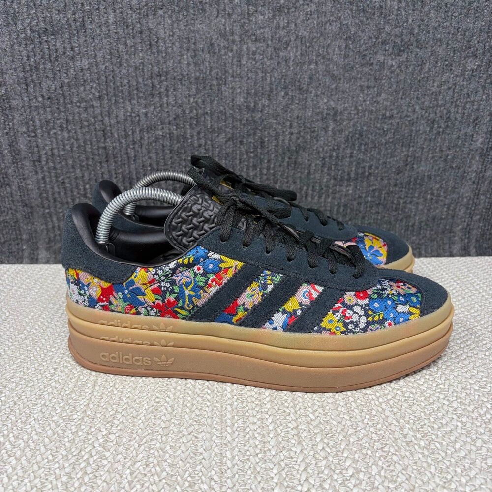 Adidas Gazelle Bold Liberty London Black Floral Platform Shoes Women’s 10 JI2572